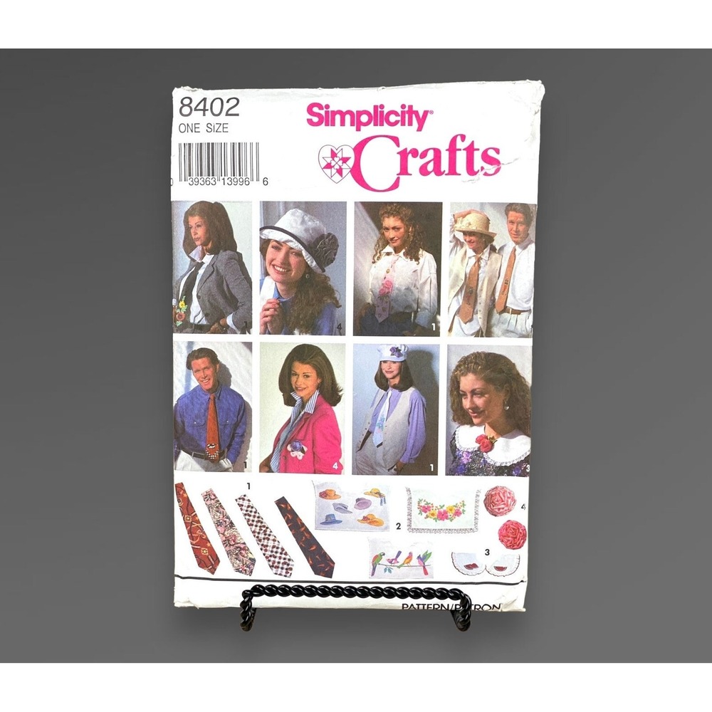 Simplicity‎ 8402 Crafts Pattern Big Collars Ties &  Flowers 1993 Uncut One Size